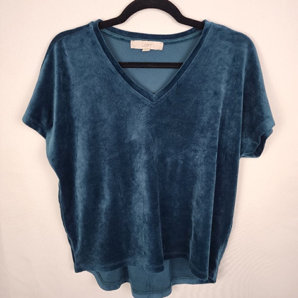 LOFT Velvet V-neck Top XS